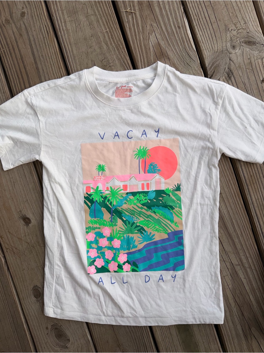 Cat & Jack White Tee with Pastel Tropical Print